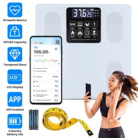 Smart Digital Scale For Body Weight High Accuracy BMI Weight Scale Full Body Composition Analysis Sync with APP 4mm Tempered Glass 397LBS Capacit