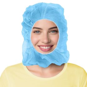 Disposable Hoods - Blue Polypropylene Hooded Caps (Pack of 1,000) with Elastic Face Opening