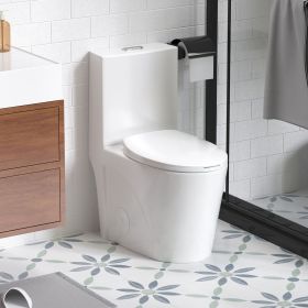 1.1/1.6 GPF Siphonic Flush One-Piece Toilet for bathrooms,Siphonic S-trap 12",Elongated Bowl with Soft Close Seat,Powerful Dual Flush MAP 1000g
