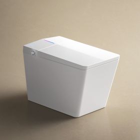 Square Smart Toilet with Built-in Tank for Modern Bathroom, Remote Control, Tankless Bidet Toilet with Foot Touching Lid Opening, Auto Flush