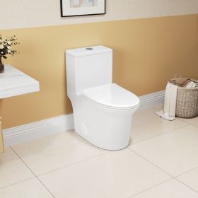 1.1/1.6 GPF Elongated Comfort Height Super Quite Flushing Floor Mounted One-Piece Toilet, CUPC Certified, WaterSense Cetified, Ceramic, White Col