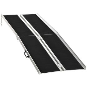 8ft Aluminum Access Ramp, Portable, Non-Skid Surface, Easy Storage, for Quick Access, Steps, Doorways, Black