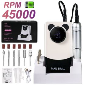 Electric Nail Drill, Portable Nail Drill 45000 RPM, Rechargeable Electric Nail File Kit, Cordless Electric Nail File for Acrylic (Color: White)